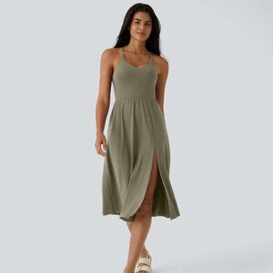 La Land Everyday Chill Midi Dress in Withered Green